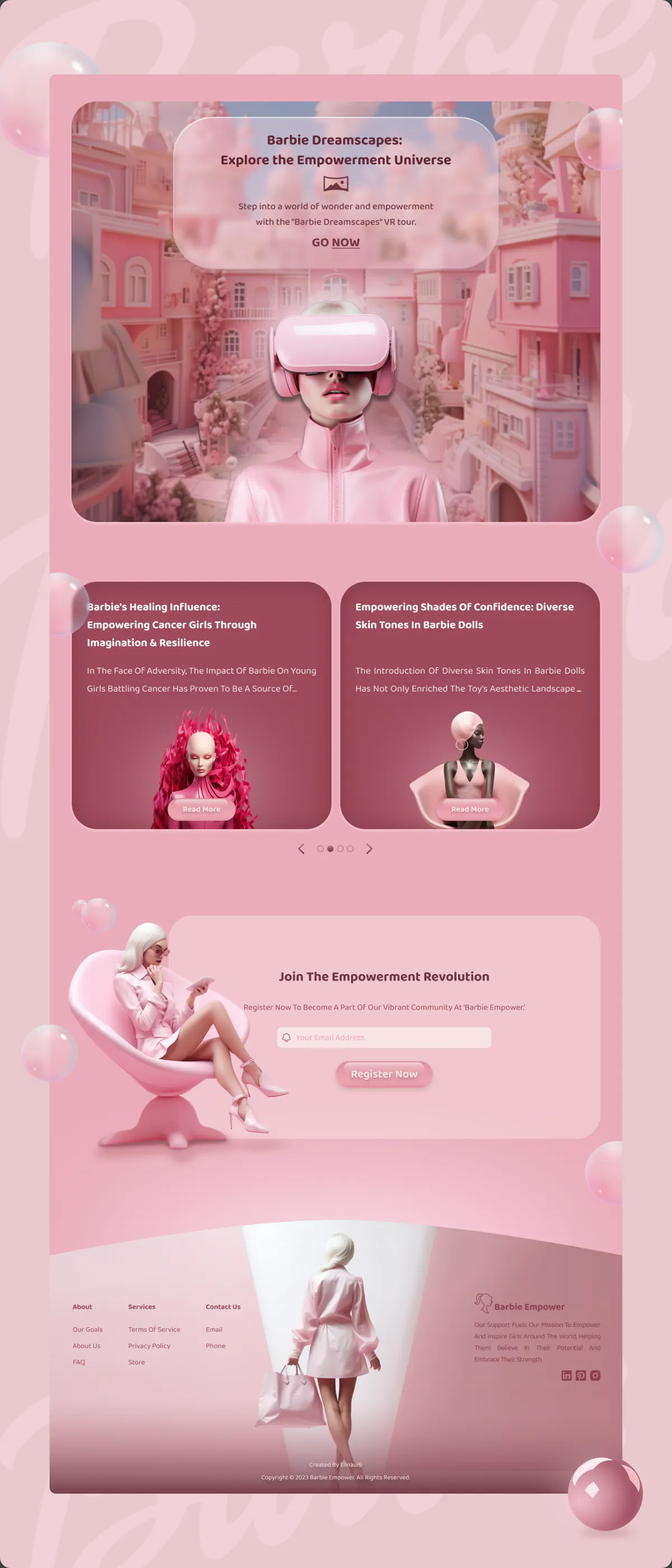 Barbie Empower website design concept, presentation board 2 of 2