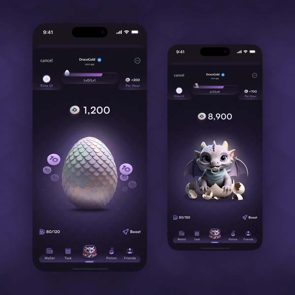 DracoGold mini app design concept, presentation board 3 of 8