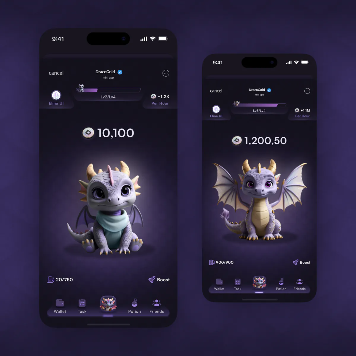 DracoGold mini app design concept, presentation board 4 of 8