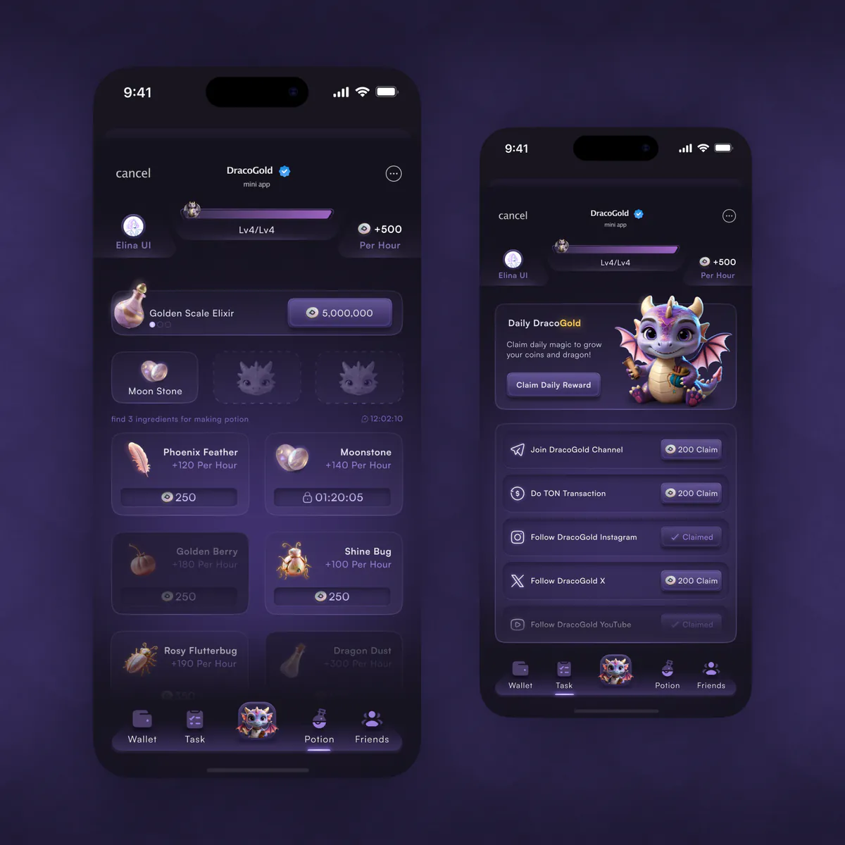 DracoGold mini app design concept, presentation board 6 of 8