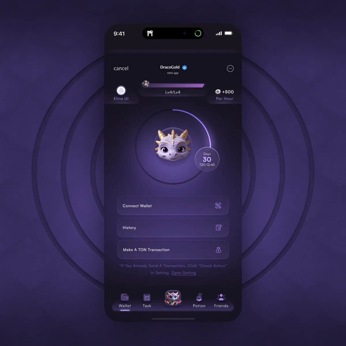 DracoGold mini app design concept, presentation board 7 of 8