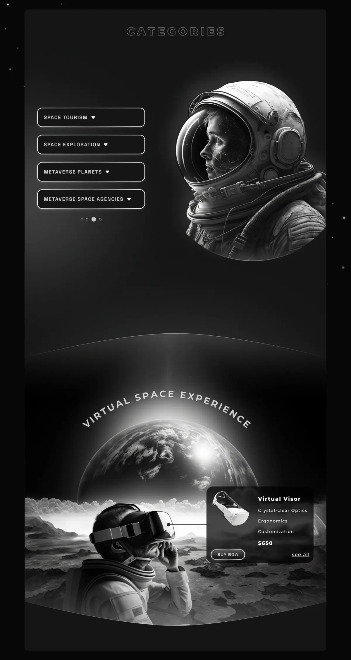 Hypernova website design concept, presentation board 2 of 4