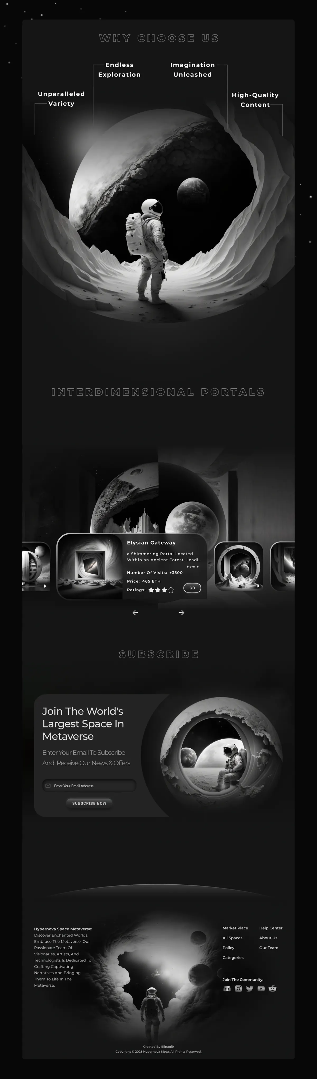 Hypernova website design concept, presentation board 4 of 4