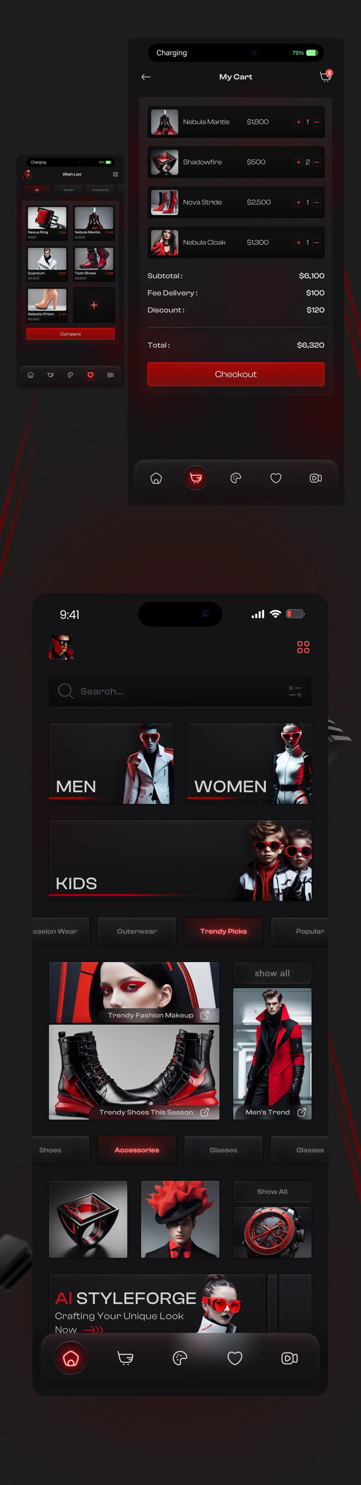 Moda Mind app design concept, presentation board 2 of 2