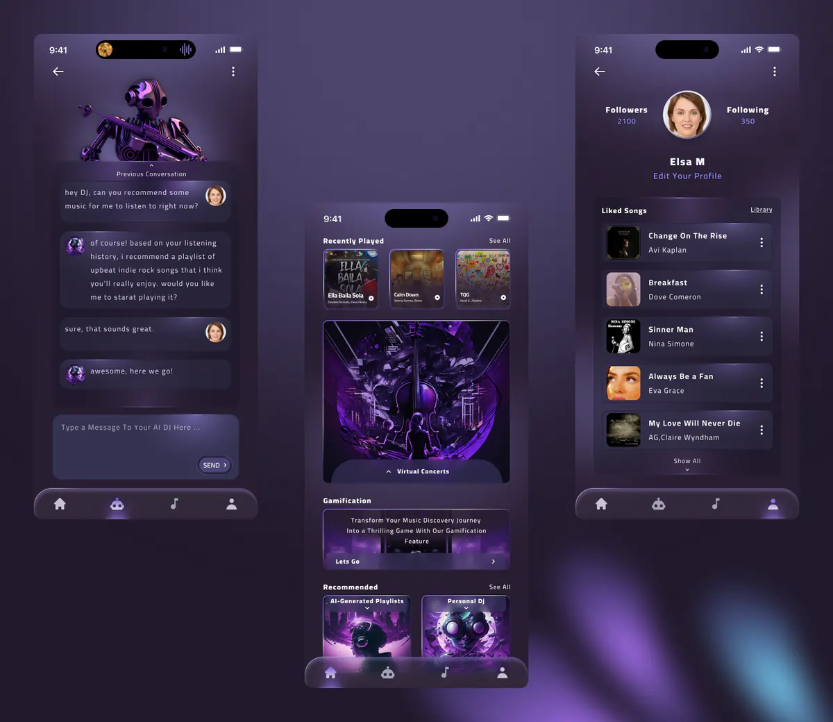 Tune Topia app design concept, presentation board 3 of 3
